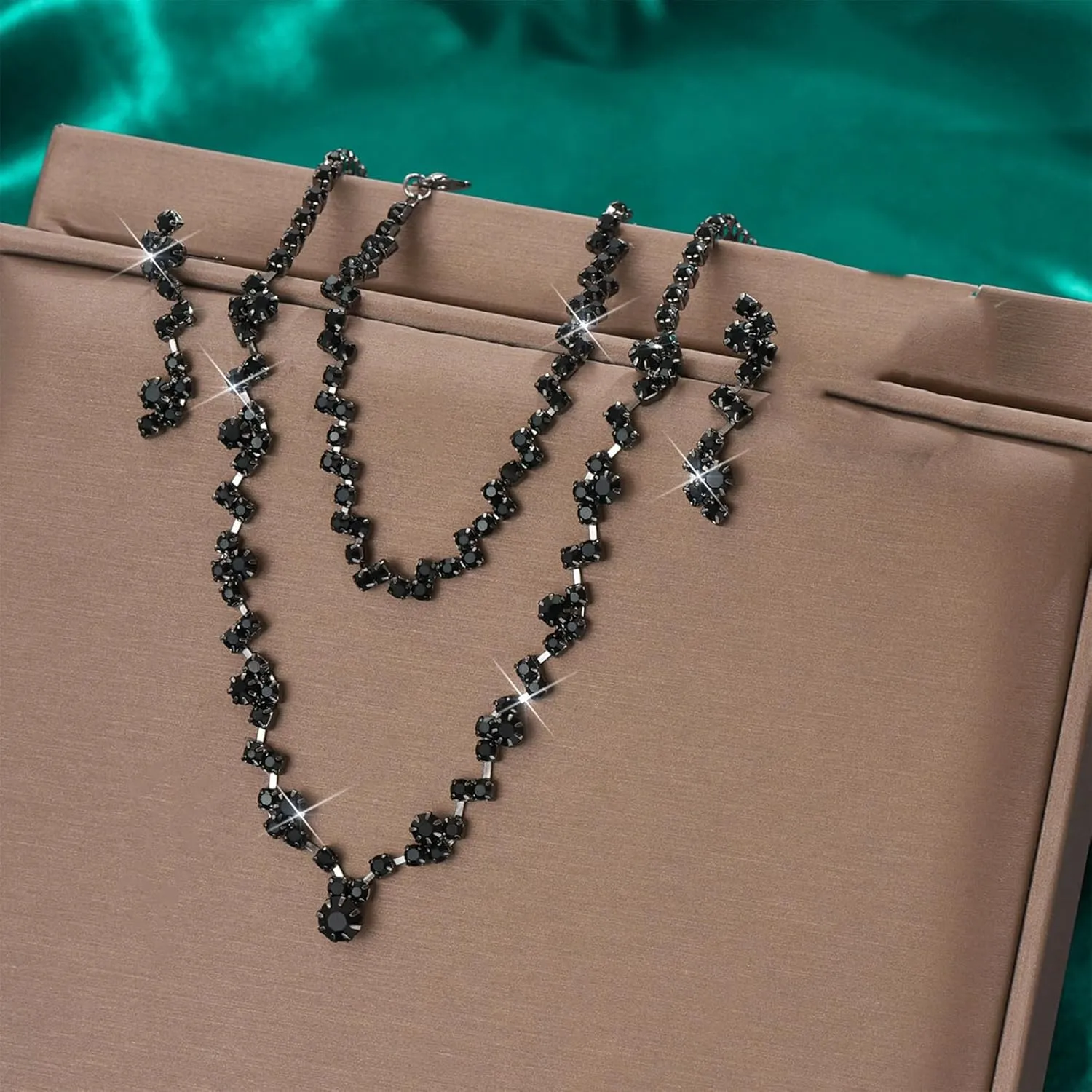 Prom Earrings Necklace Bracelet Set Elegant Crystal Necklace Earrings Bracelet Bridal Wedding Prom Costume Jewelry Sets for Women