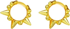 Punk Ball Bead Spikes Stud Small Hoop Earrings for Women Teen Girls 925 Sterling Silver Mini Dot Charms Huggie Hoops Cuff Cartilage Stud Tragus Helix Wrap Earrings Rock Fashion Jewelry