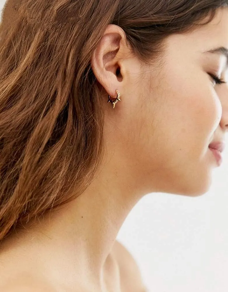 Punk Spikes Stud Small CZ Hoop Earrings for Women Teen Girls Men 925 Sterling Silver Charms Huggie Hoops Cuff Cartilage Stud Tragus Helix Crystal Wrap Earrings Hypoallergenic Rock Fashion Jewelry