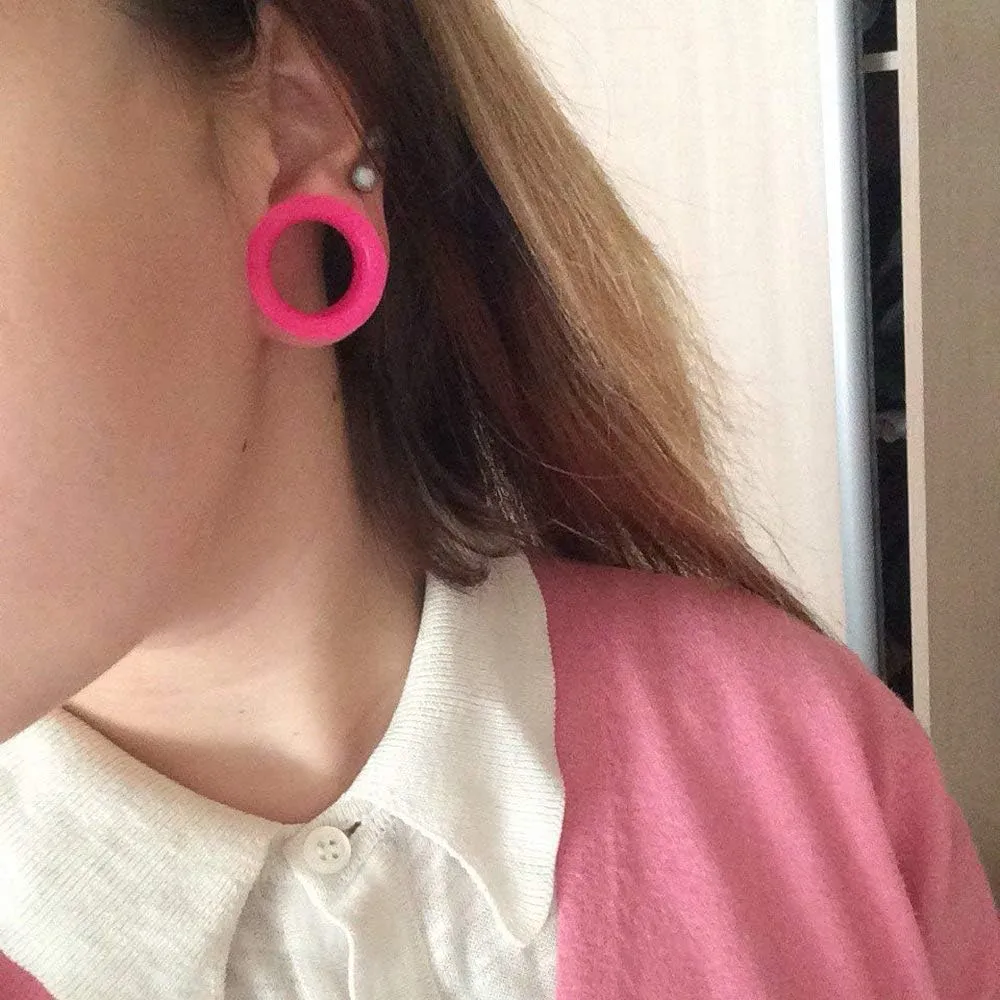 PunkTracker 18 Pairs 8g-1 UV Acrylic Screw Fit Ear Tunnels & Thick Silicone Double Flared Ear Gauge Plugs Piercing