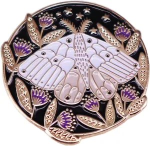 Purple Flower And Moth Enamel Brooch Pin Cool Steampunk Moth Brooch Pin Fashion Accessory for Backpacks Badges Hats Bags for Women Girls Kids Gift