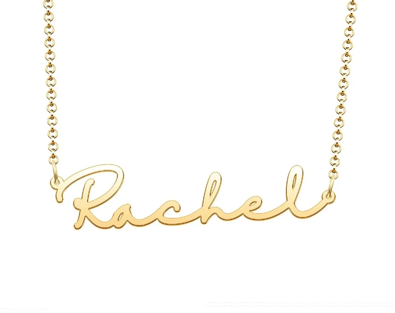 Q&Locket Custom Cursive Name Necklace Personalized Name Plate Customized Initial Necklaces for Women Men
