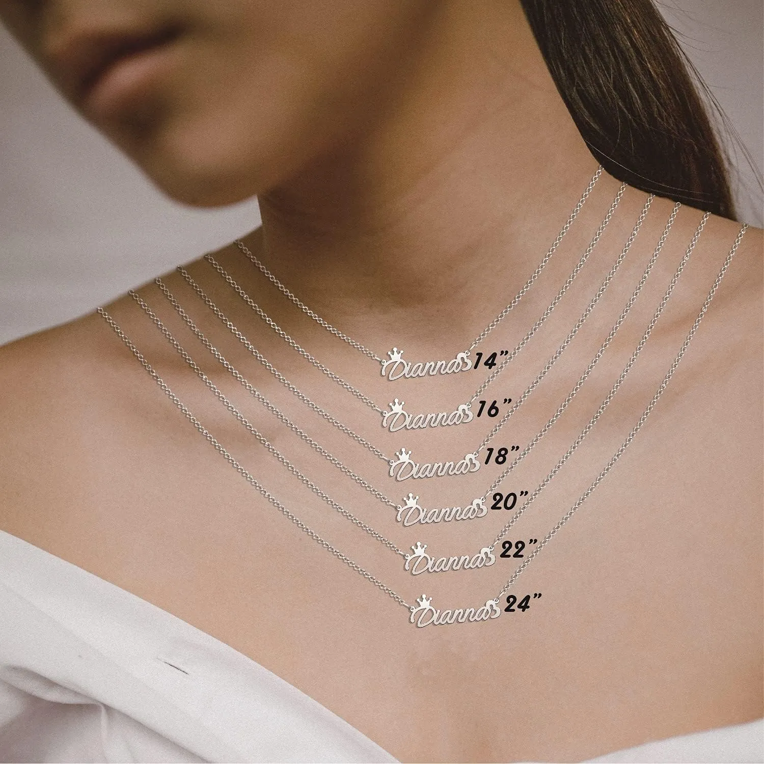 Q&Locket Custom Cursive Name Necklace Personalized Name Plate Customized Initial Necklaces for Women Men