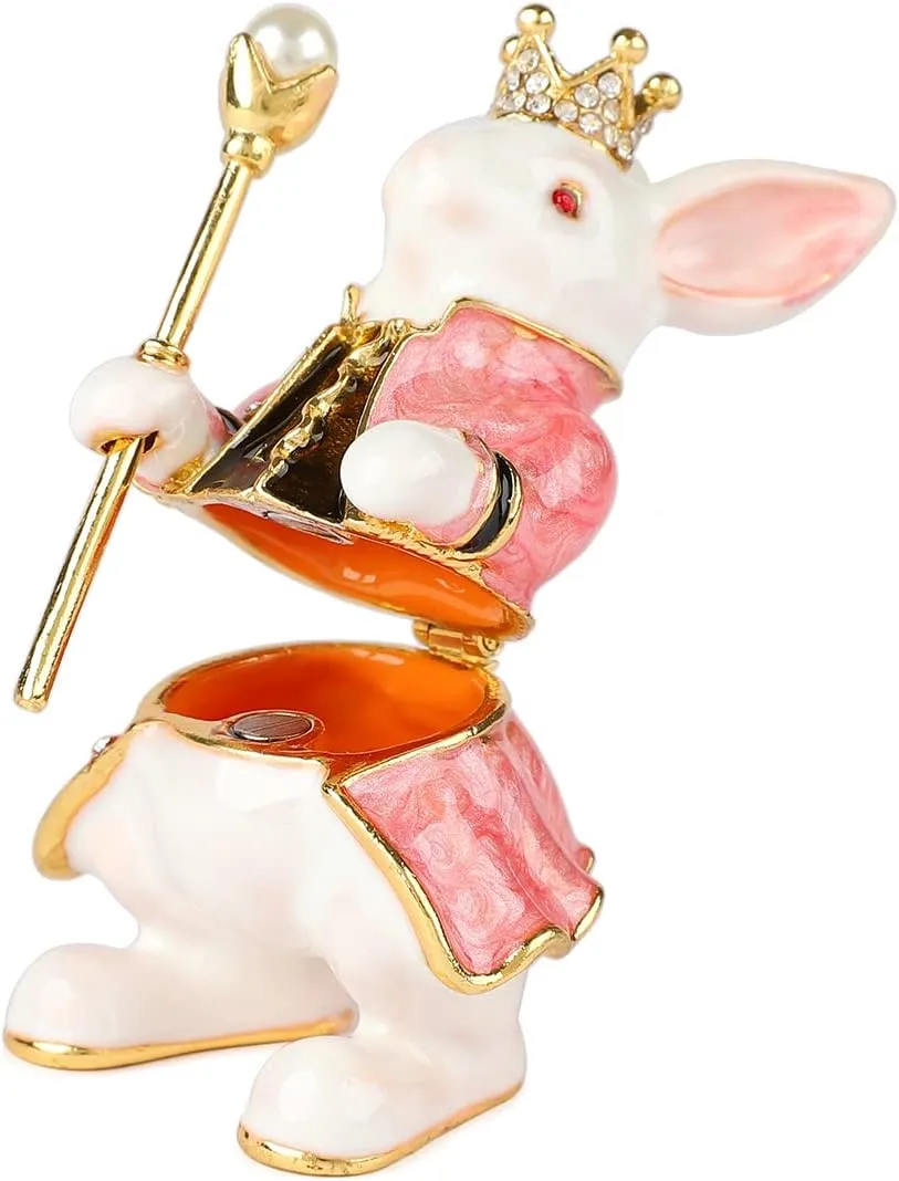 QIFU Cute Rabbit Style Trinket Box Hinged, Unique Gift For Home Decor