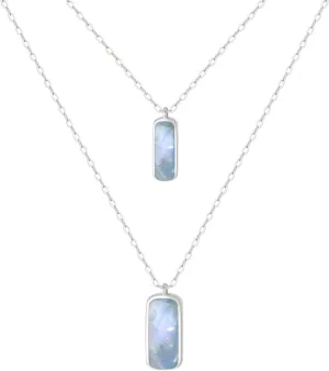 Rainbow Genuine Moonstone Layered Pendant Necklace, Sterling Silver Natural Gemstone June Birthstone Jewelry for Women