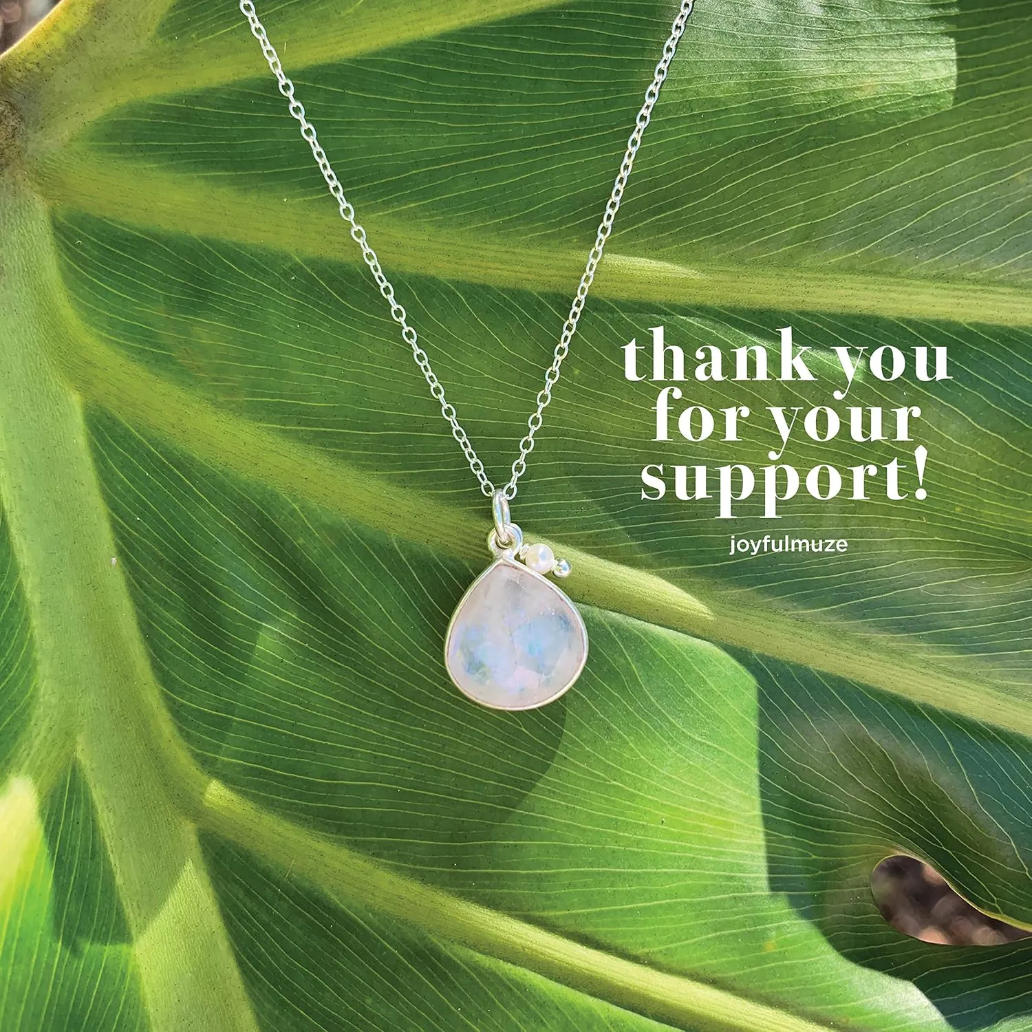Rainbow Moonstone Necklace, Natural White Gemstone and Freshwater Tinny Pearl Pendant, Boho 925 Sterling Silver Jewelry, Handmade Gift for Women, Daintly Simple Chain 18 inch 1 pc