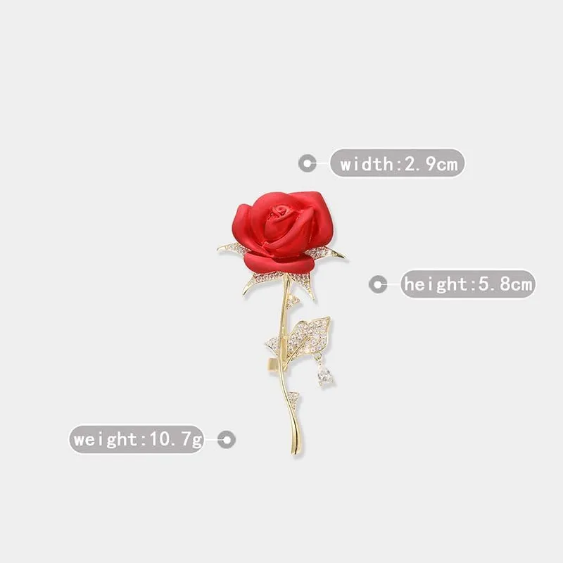 Red Rose Flower Brooches and Pins for Women Costume Jewelry Brooch Pins Broches Jewelry for Women Elegant Lady Pin