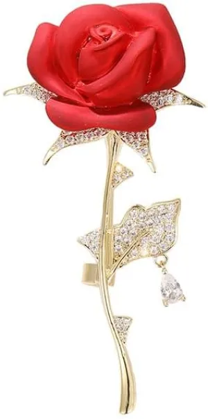Red Rose Flower Brooches and Pins for Women Costume Jewelry Brooch Pins Broches Jewelry for Women Elegant Lady Pin