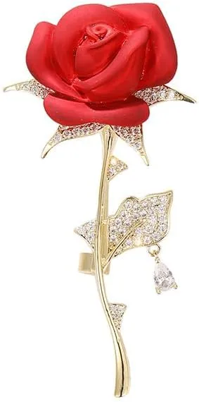 Red Rose Flower Brooches and Pins for Women Costume Jewelry Brooch Pins Broches Jewelry for Women Elegant Lady Pin