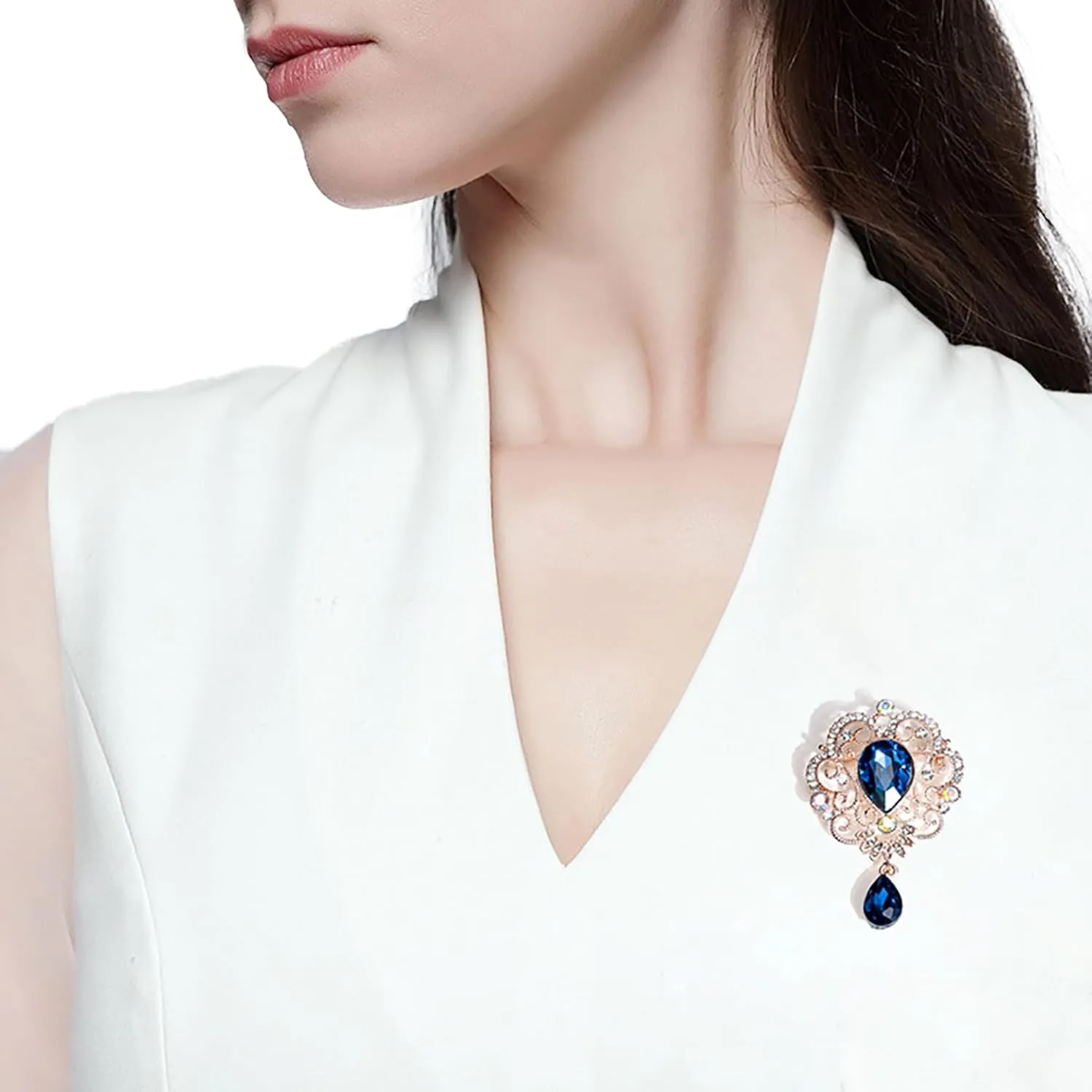 Rhinestone Brooch Pin for Women Girls Elegant Dress Accessories Wedding Christmas Birthday Jewelry Gift