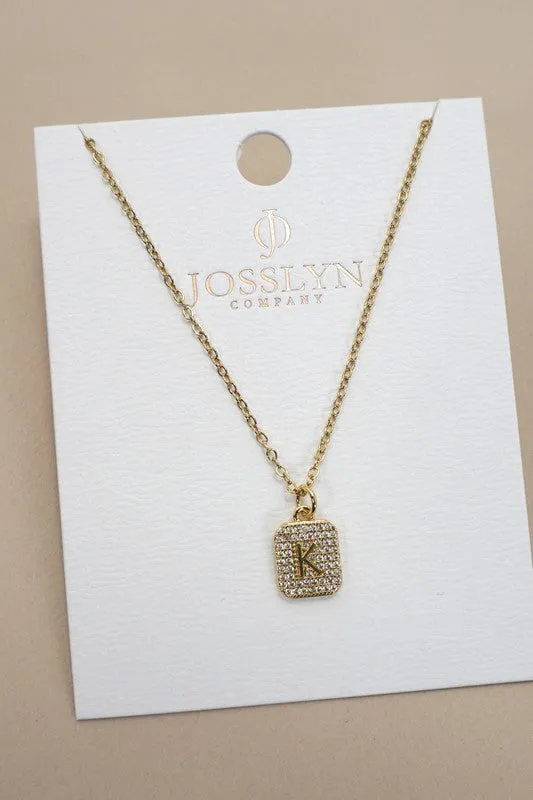 Rhinestone Initial Necklace Gold K