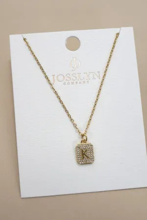 Rhinestone Initial Necklace Gold K