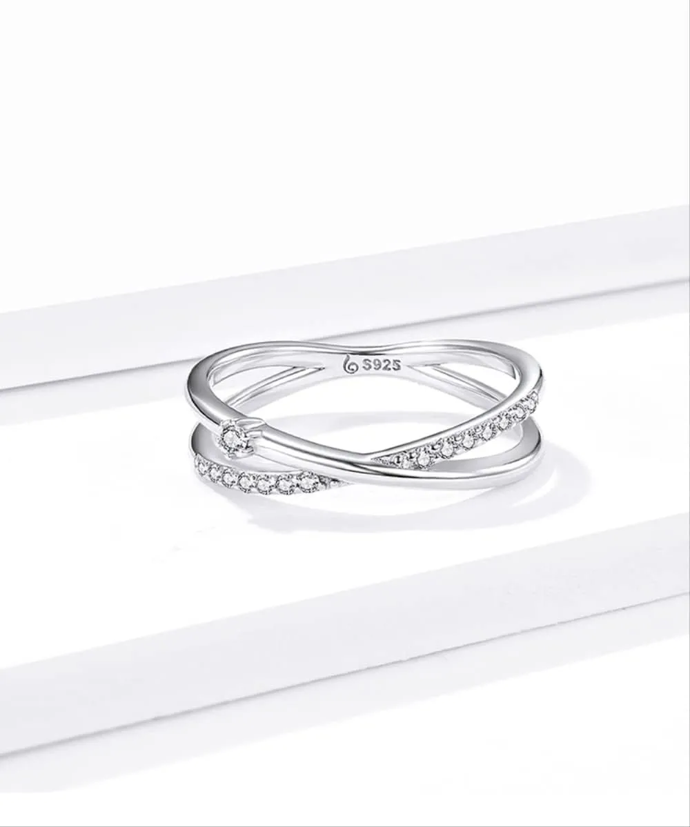 Rings Intertwined Lines Finger Rings For Women Fine Jewelry Plated Platinum