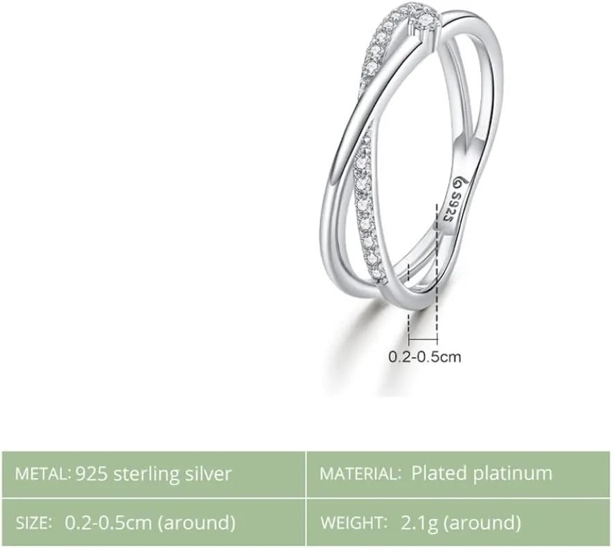 Rings Intertwined Lines Finger Rings For Women Fine Jewelry Plated Platinum