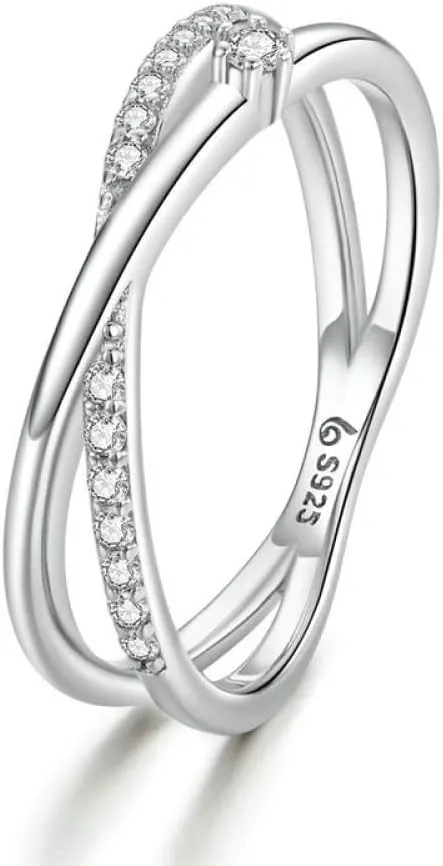 Rings Intertwined Lines Finger Rings For Women Fine Jewelry Plated Platinum