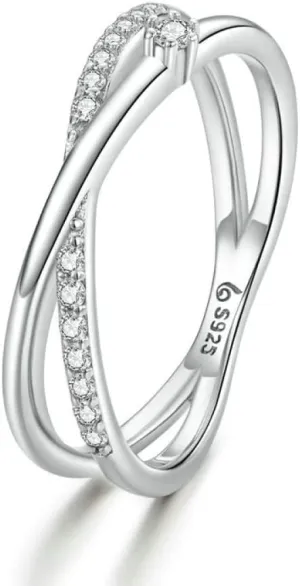 Rings Intertwined Lines Finger Rings For Women Fine Jewelry Plated Platinum