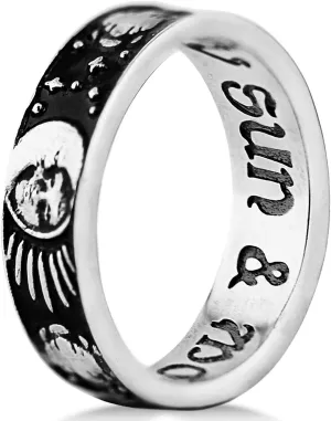 Rogue Wolf Moon Ring | Couple Ring Set | Sun Ring | Couple Ring Set Promise Ring | Moon and Sun Ring | Moon and Star Ring | Galazy Ring | Spin Rings for Anxiety | Celestial Ring | Sun and Moon Ring Set | Sun Moon Ring | Silver Moon Ring | Spinny Ring