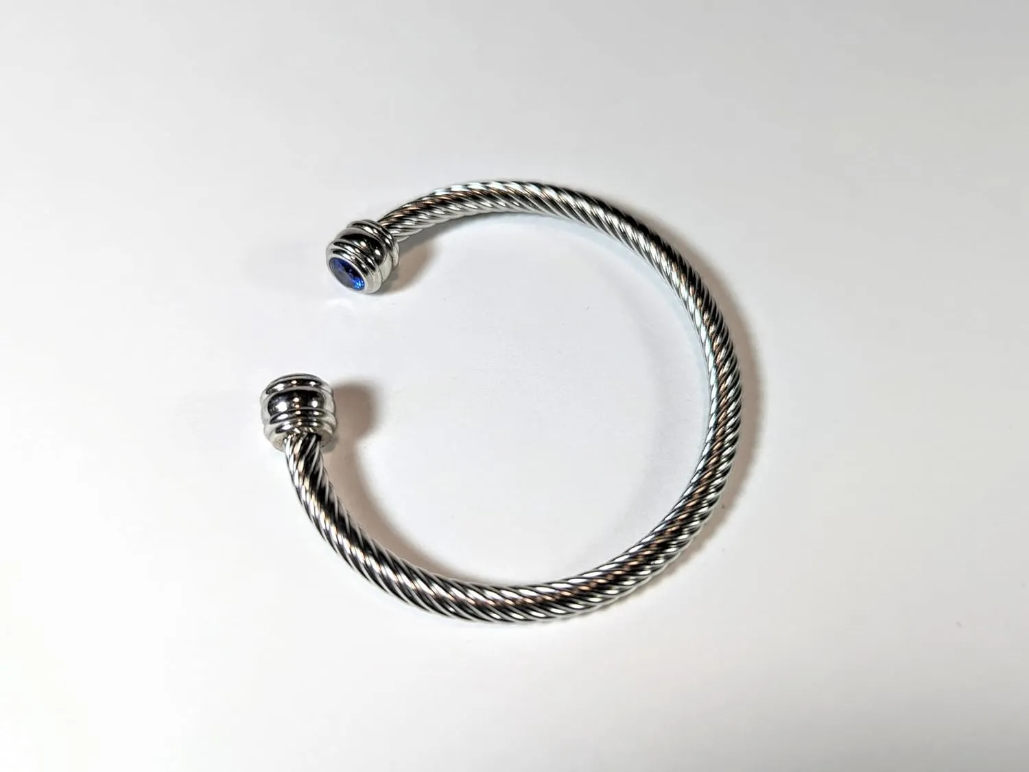 Rope bangle birthstone bracelet with 2 gemstones, choose from 12 simulated gemstones, adjustable fit, elegant style