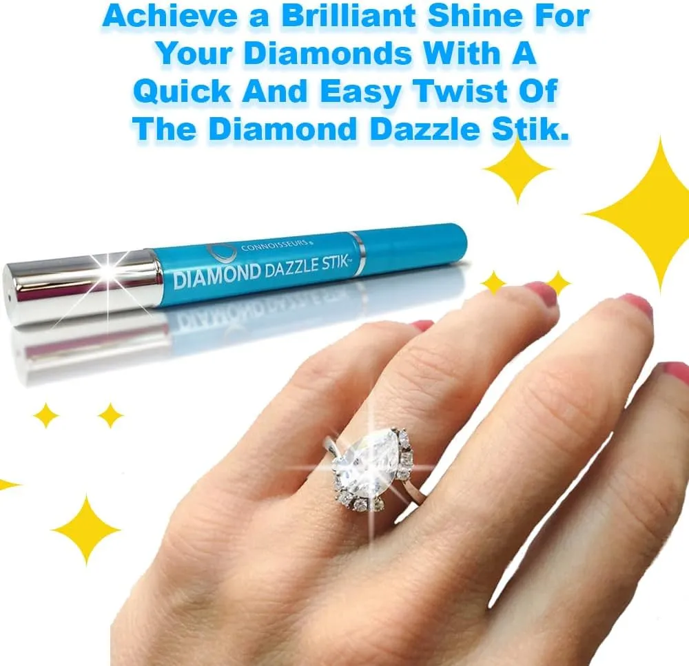 Rosenthal Collection  Diamond Dazzle Stik Jewelry Cleaner Pen - Instantly Restores Sparkle to Diamonds, Rings, and Fine Jewelry  Travel-Friendly and Easy-to-Use Brush (Three Stik with One Cloth)
