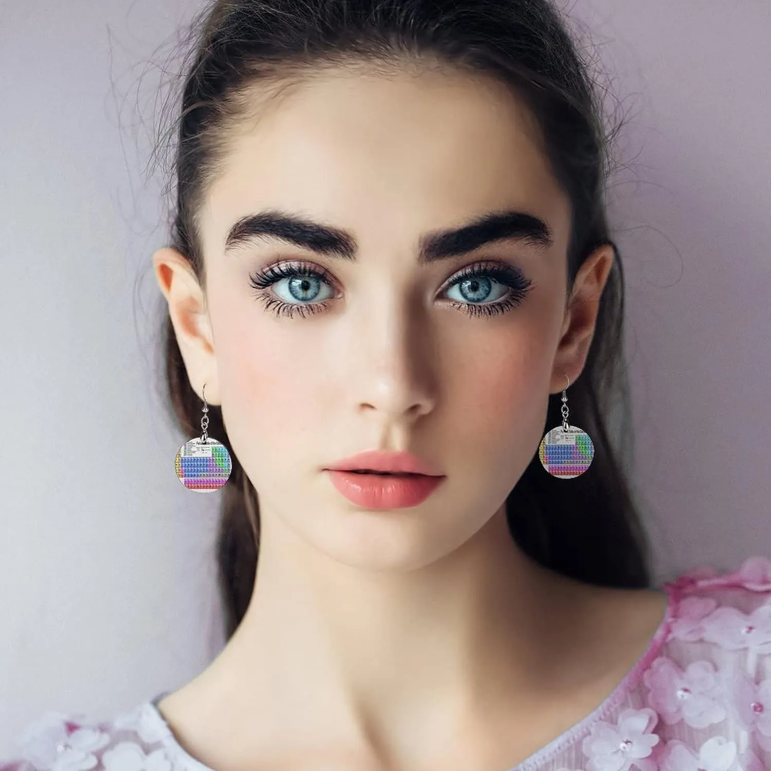 Round Wooden Dangle Earrings Lightweight Earrings For Women Ladies Girl