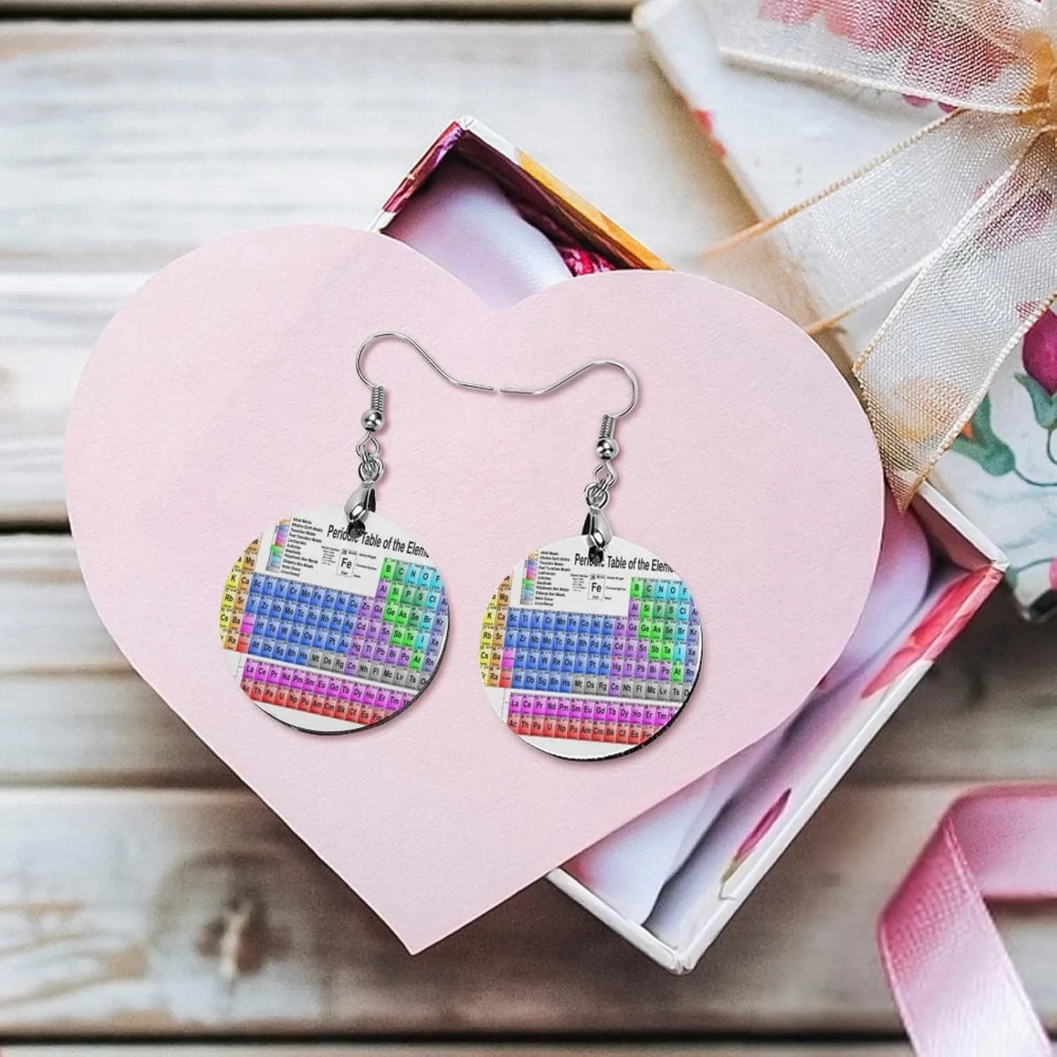 Round Wooden Dangle Earrings Lightweight Earrings For Women Ladies Girl