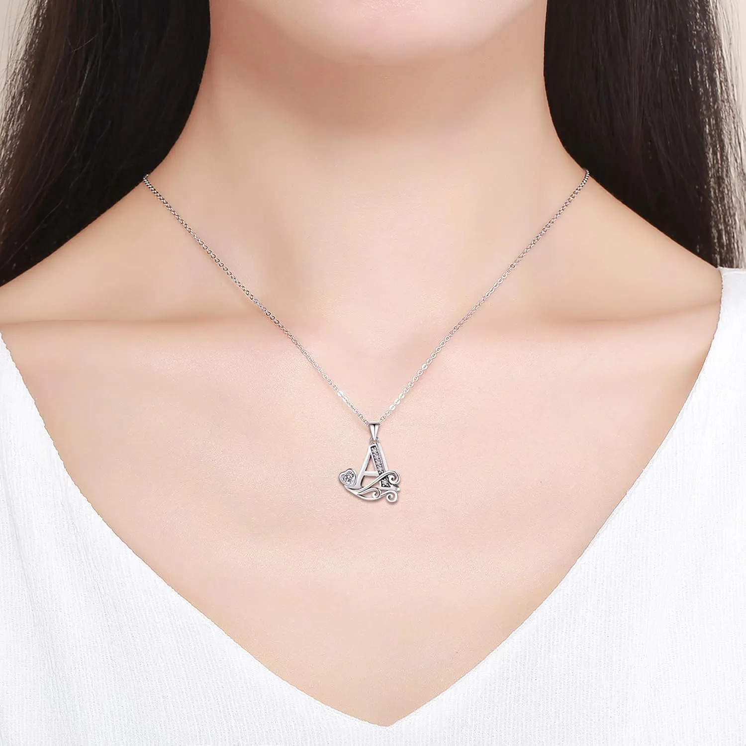 S925 Sterling Silver Initial Letter Necklaces for Women Dainty Letter Chain Necklace for Women Personalized Jewelry Gifts