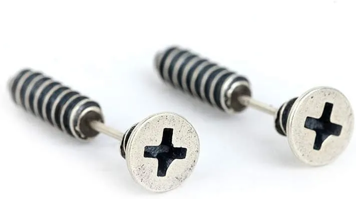 S925 sterling silver screw earrings anti allergy New creative ear stud fashion design earrings jewelry for men and women punk style
