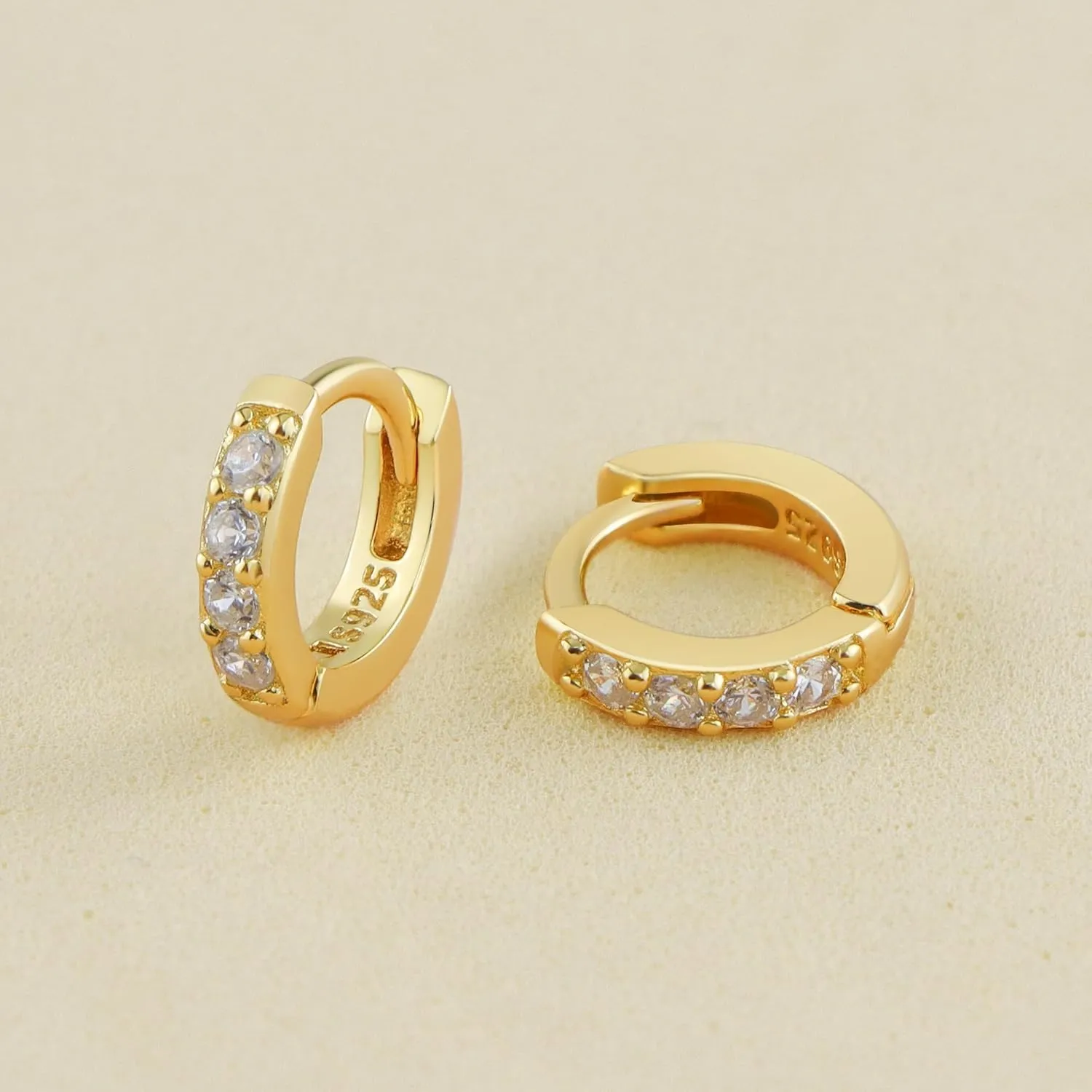SANNYRA Hoops Earrings for Women, Small cartilage Diamond Sterling Silver Huggie Hoop Earrings, 6mm 8mm 10mm 12mm Cz Ear Studs for Men Women
