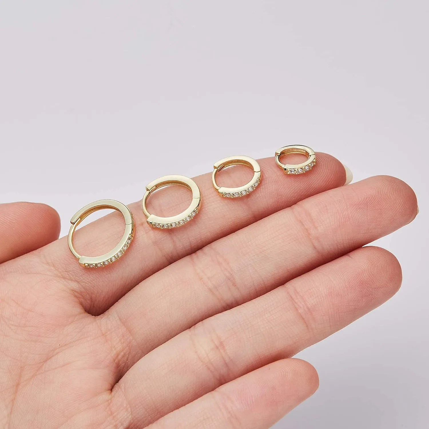 SANNYRA Hoops Earrings for Women, Small cartilage Diamond Sterling Silver Huggie Hoop Earrings, 6mm 8mm 10mm 12mm Cz Ear Studs for Men Women