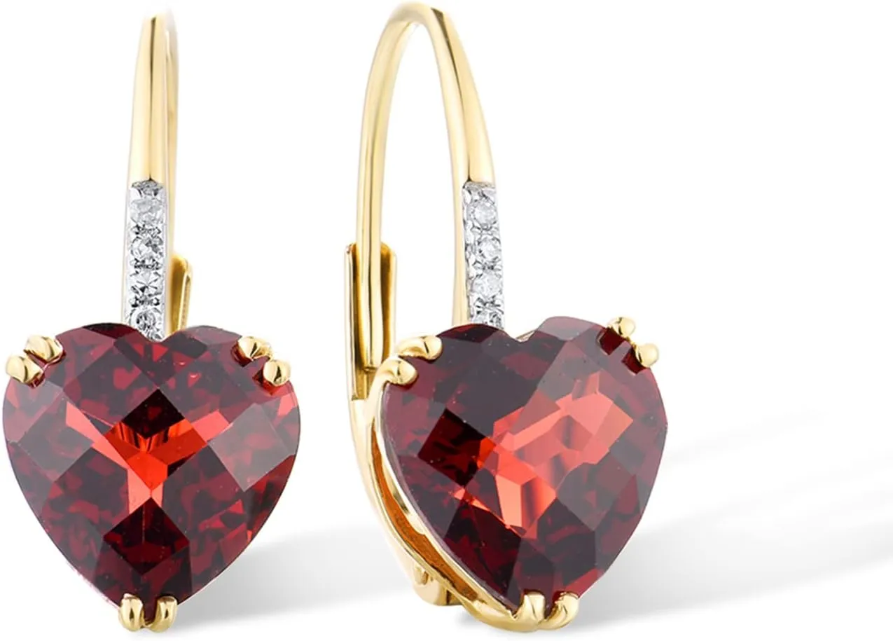 Santuzza 10K Solid Gold Genuine Diamond Leverback Dangle Earrings for Women