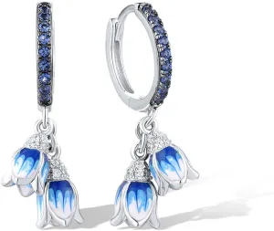 Santuzza 925 Sterling Silver Enamel Tulip Cuff Pierced Earrings for Women