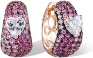Santuzza 925 Sterling Silver Gemstone Openwork Earrings Cubic Zirconia Huggie Hoop Earrings for Women
