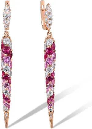 Santuzza 925 Sterling Silver Long Gemstone Drop Earrings White Cubic Zirconia Dangle Earrings for Women