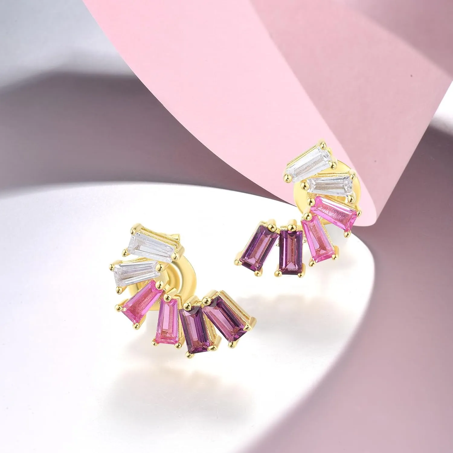 Santuzza 925 Sterling Silver Sector Cubic Zirconia Earrings for Women