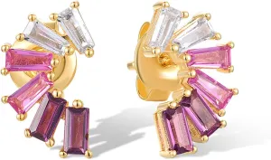 Santuzza 925 Sterling Silver Sector Cubic Zirconia Earrings for Women