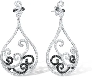 Santuzza 925 Sterling Silver Teardrop Cubic Zirconia Pierced Dangle Earrings for Women