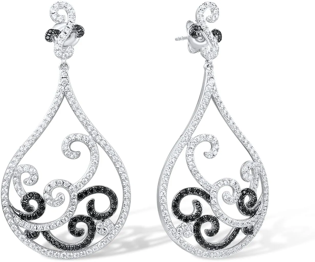 Santuzza 925 Sterling Silver Teardrop Cubic Zirconia Pierced Dangle Earrings for Women