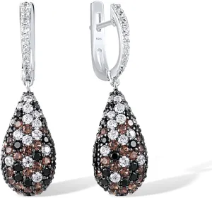 Santuzza Oval Sphere Earrings 925 Sterling Silver Cubic Zirconia Drop Earrings for Women