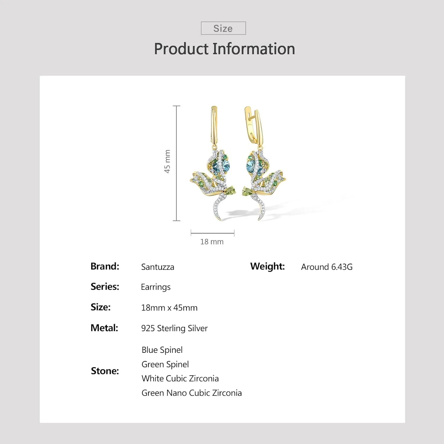 Santuzza Sterling Silver Butterfly Earrings for Women