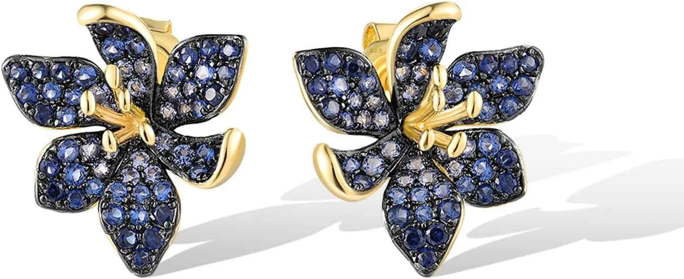 Santuzza Sterling Silver Gemstone Flower Earrings for Women