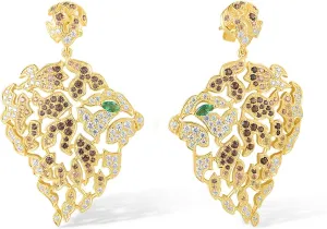 Santuzza Sterling Silver Lion Face Pattern Earrings Cubic Zirconia Animal Stud Earrings for Women