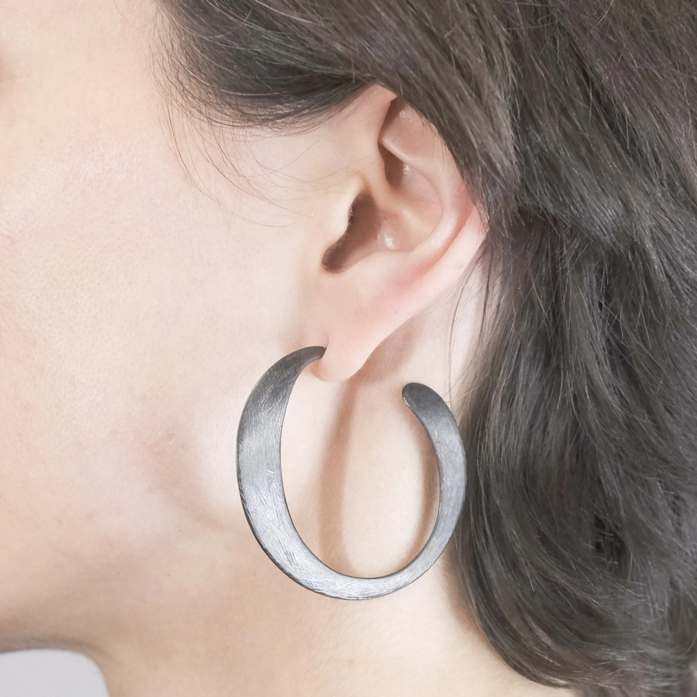 'Scoria' Brushed Black Silver Earrings