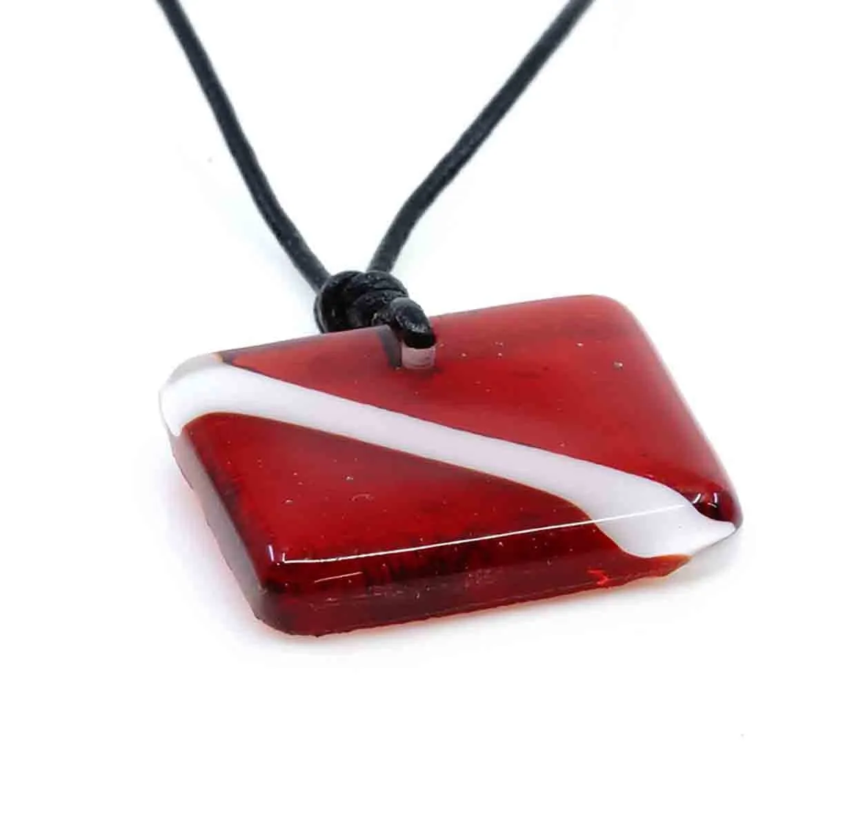 Scuba Diving Necklace Fused Glass Down Flag Pendant Handmade