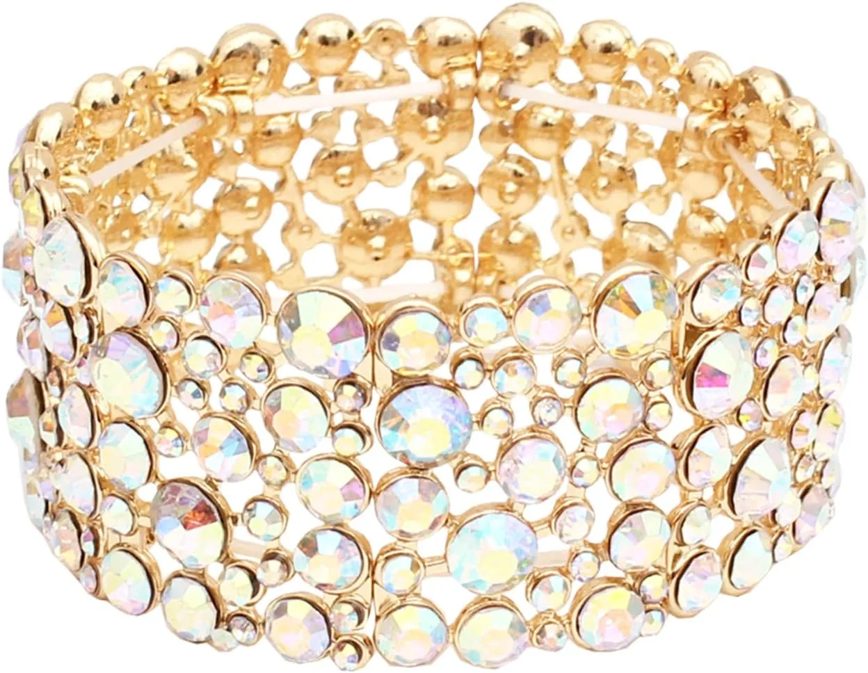 SFE Elegant Wedding Brides Bridesmaids Austrian Crystal Elastic Bangle Stretch Bracelet Prom Jewelry for Women