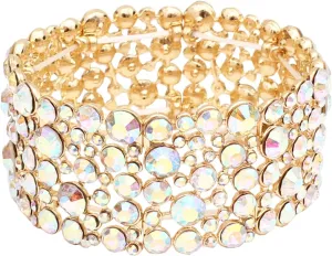 SFE Elegant Wedding Brides Bridesmaids Austrian Crystal Elastic Bangle Stretch Bracelet Prom Jewelry for Women