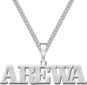 ShineSand Name Necklace Personalized Custom Mens Name Necklaces with Rope/Figaro/Curb Link Chain Customized Name Plate Boyfriend Jewelry Gift