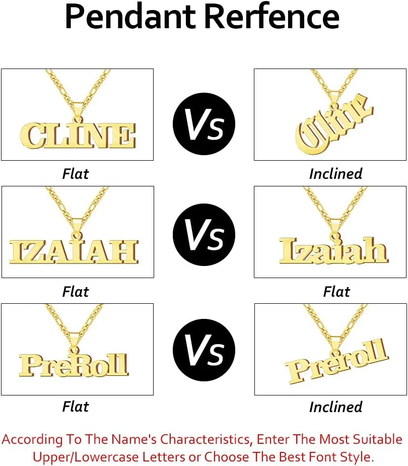 ShineSand Name Necklace Personalized Custom Mens Name Necklaces with Rope/Figaro/Curb Link Chain Customized Name Plate Boyfriend Jewelry Gift