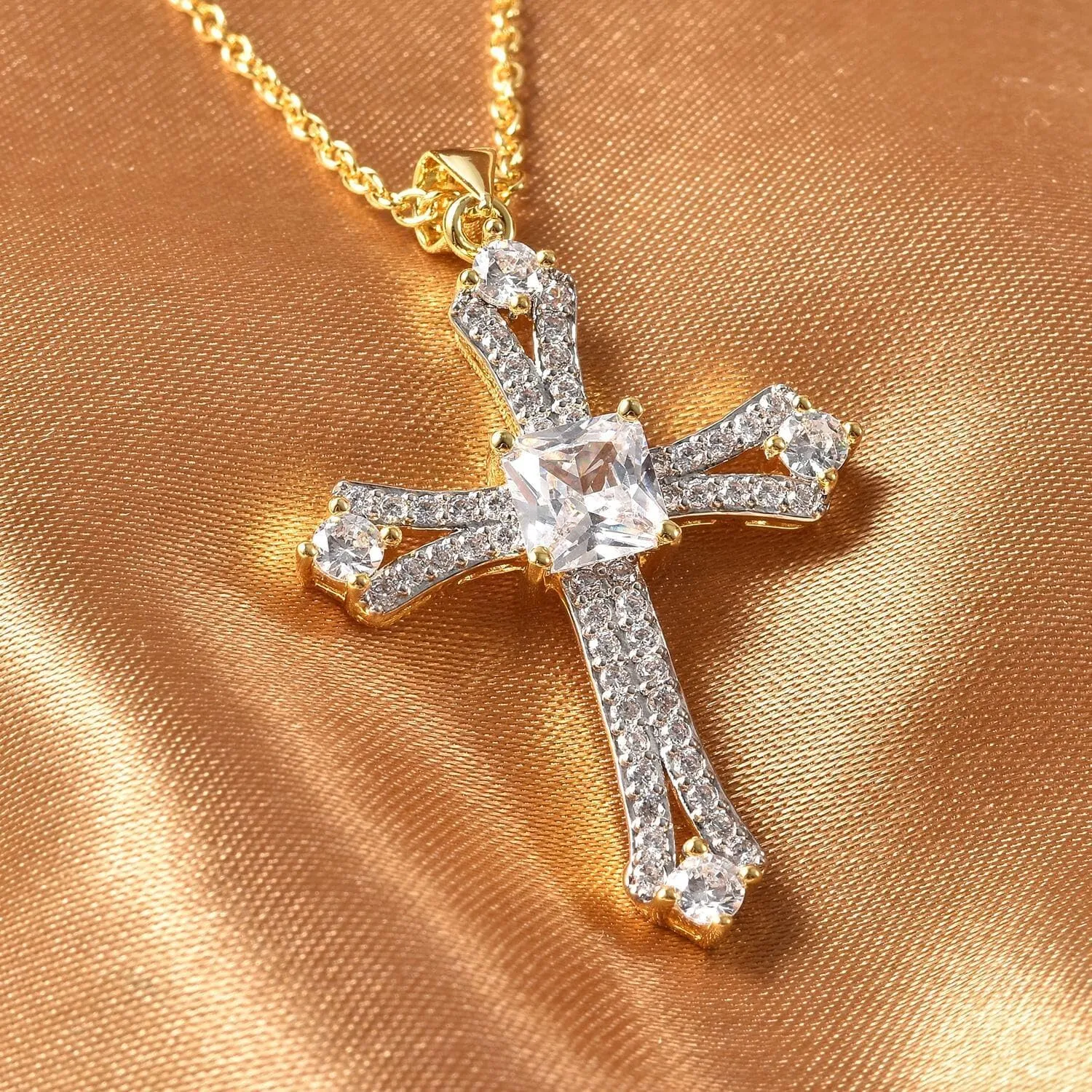 Shop LC Cross Necklace for Women White Cubic Zirconia Pendant Christian Jewelry Faith Religious Stainless Steel Size 20" Catholic Faith Christian Birthday Gifts for Women