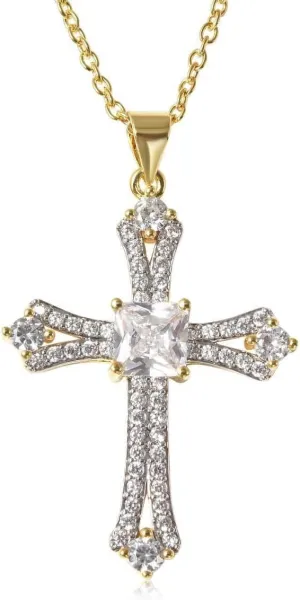 Shop LC Cross Necklace for Women White Cubic Zirconia Pendant Christian Jewelry Faith Religious Stainless Steel Size 20" Catholic Faith Christian Birthday Gifts for Women