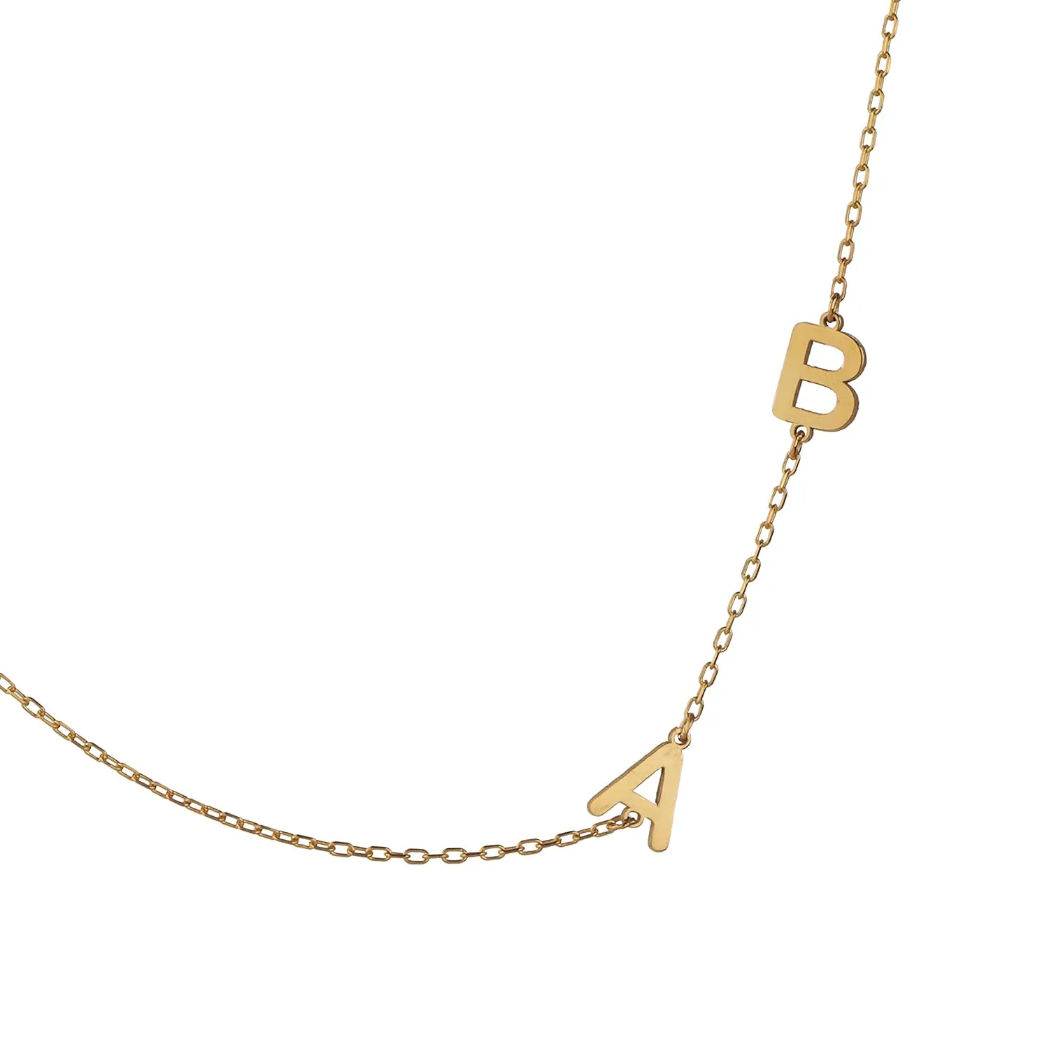 Sideways Letter Necklace for Women Silver Personalized, Custom Made Initial Necklace Jewelry, Sideways Necklaces for Women with Letter, Adjustable Chain